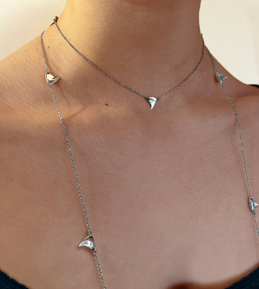 Long Rose Thorn Necklace in Sterling Silver