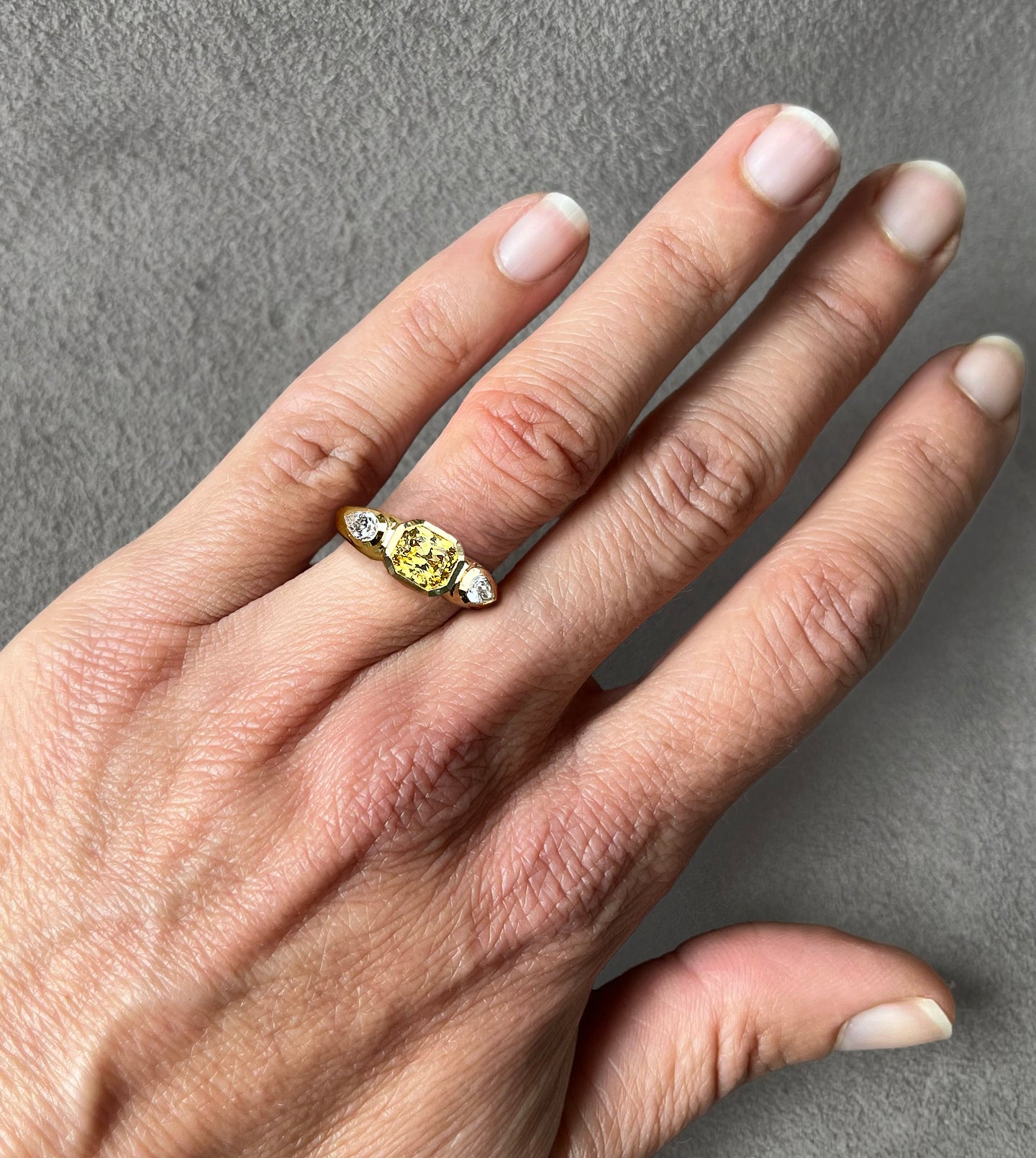 Repurposed Yellow & White Diamond Ring