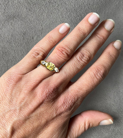 Repurposed Yellow & White Diamond Ring