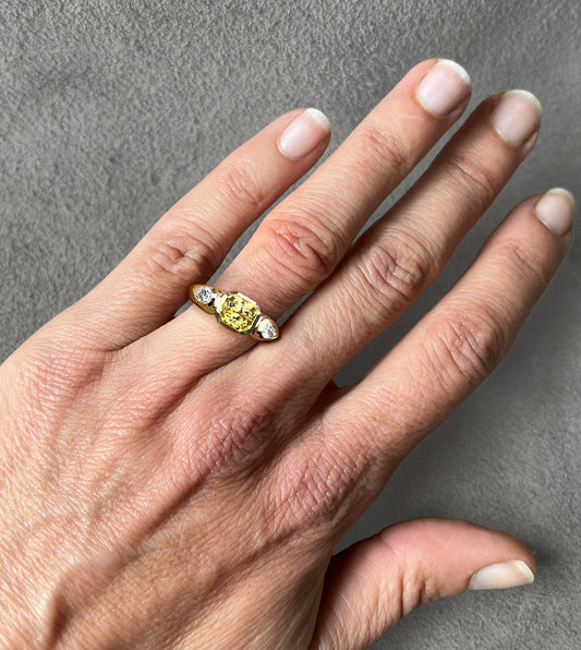 Repurposed Yellow & White Diamond Ring