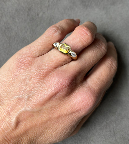 Repurposed Yellow & White Diamond Ring