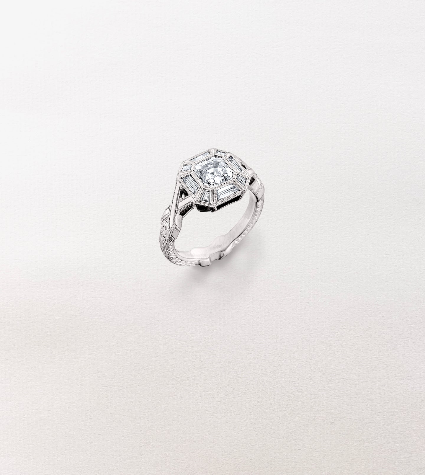 Asscher Diamond Ribbon Ring