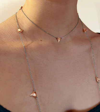 Long Rose Thorn Necklace in Rose Gold