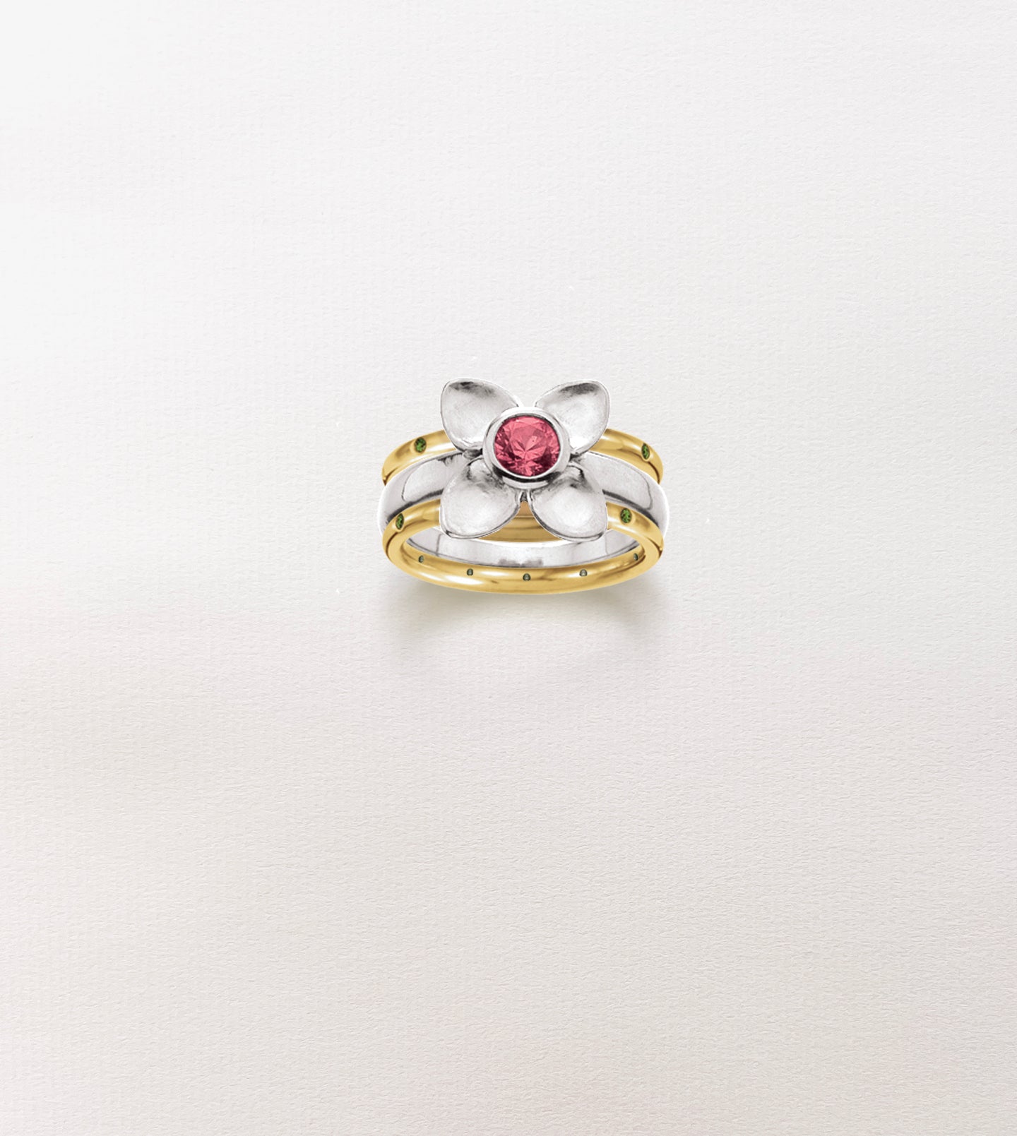 Stacking Sapphire Diamond Flower Rings