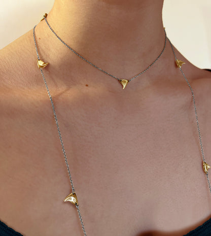 Long Rose Thorn Necklace in Yellow Gold