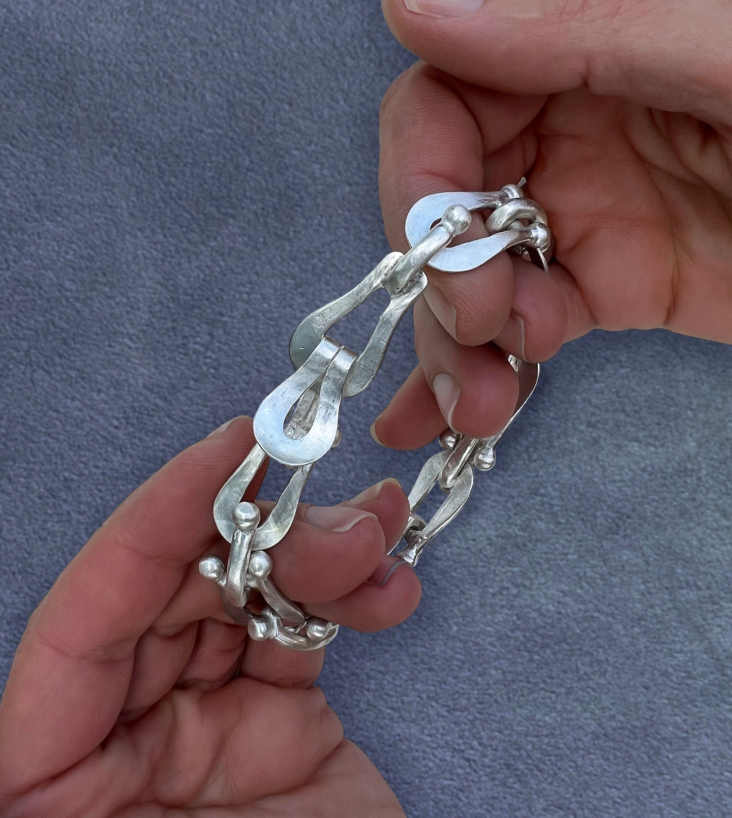 Hammered Silver Pull-Tab Link Bracelet