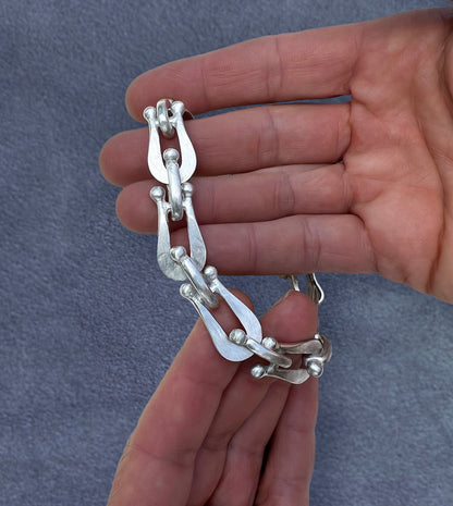 Hammered Silver Pull-Tab Link Bracelet