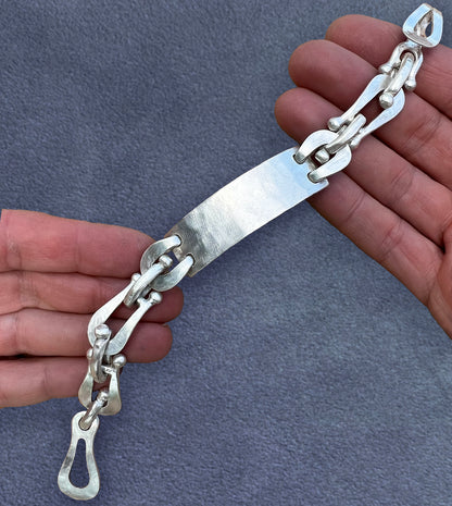 Hammered Silver Pull-Tab ID Bracelet