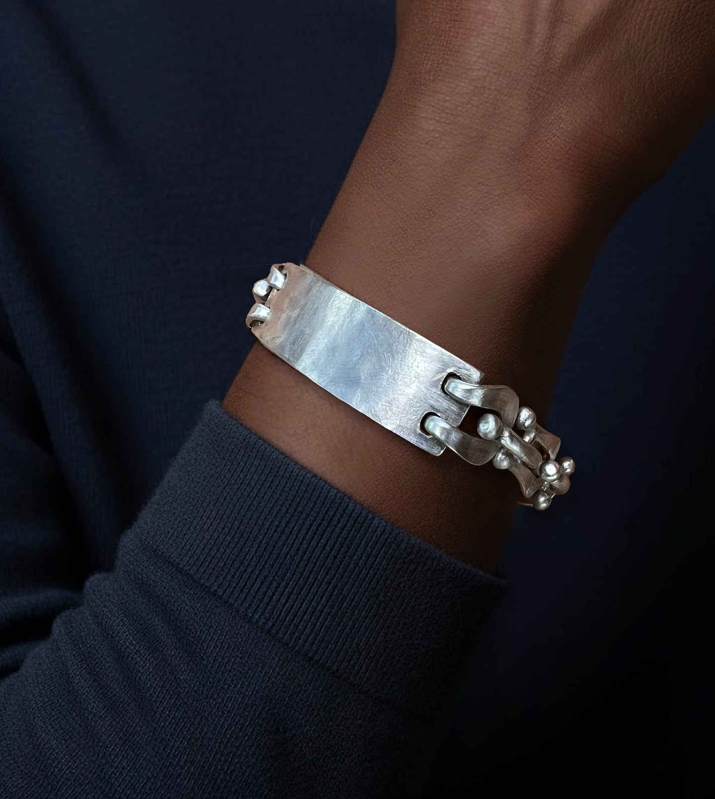 Hammered Silver Pull-Tab ID Bracelet