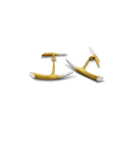 Sterling Silver Tusk Shell Cufflinks with Gold-Plated Accents