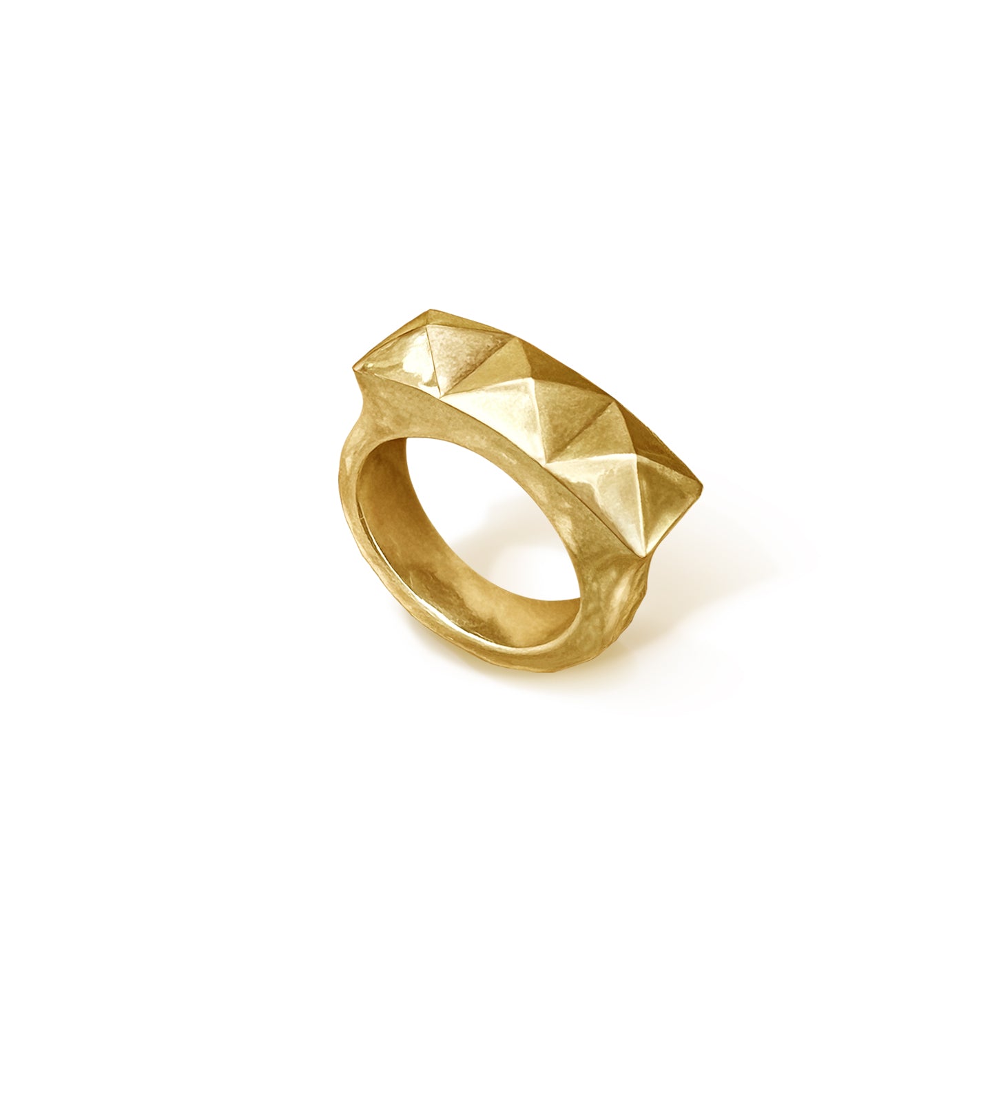 Hammered Punk Stud Ring – Solid Gold