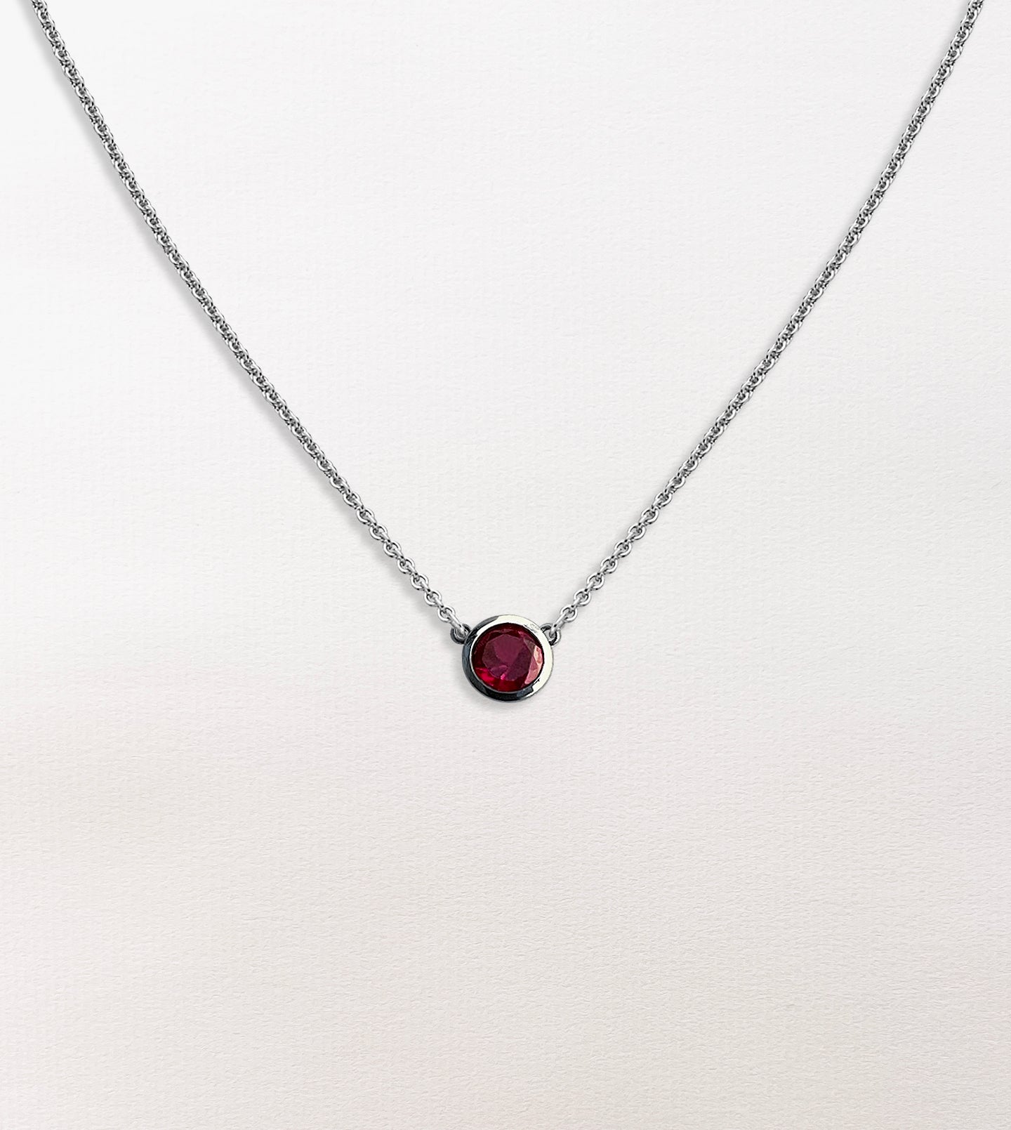 Repurposed Ruby Bezel Necklace