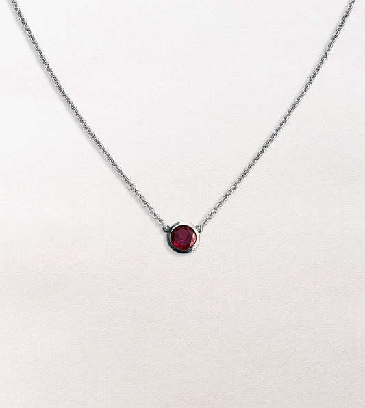 Repurposed Ruby Bezel Necklace