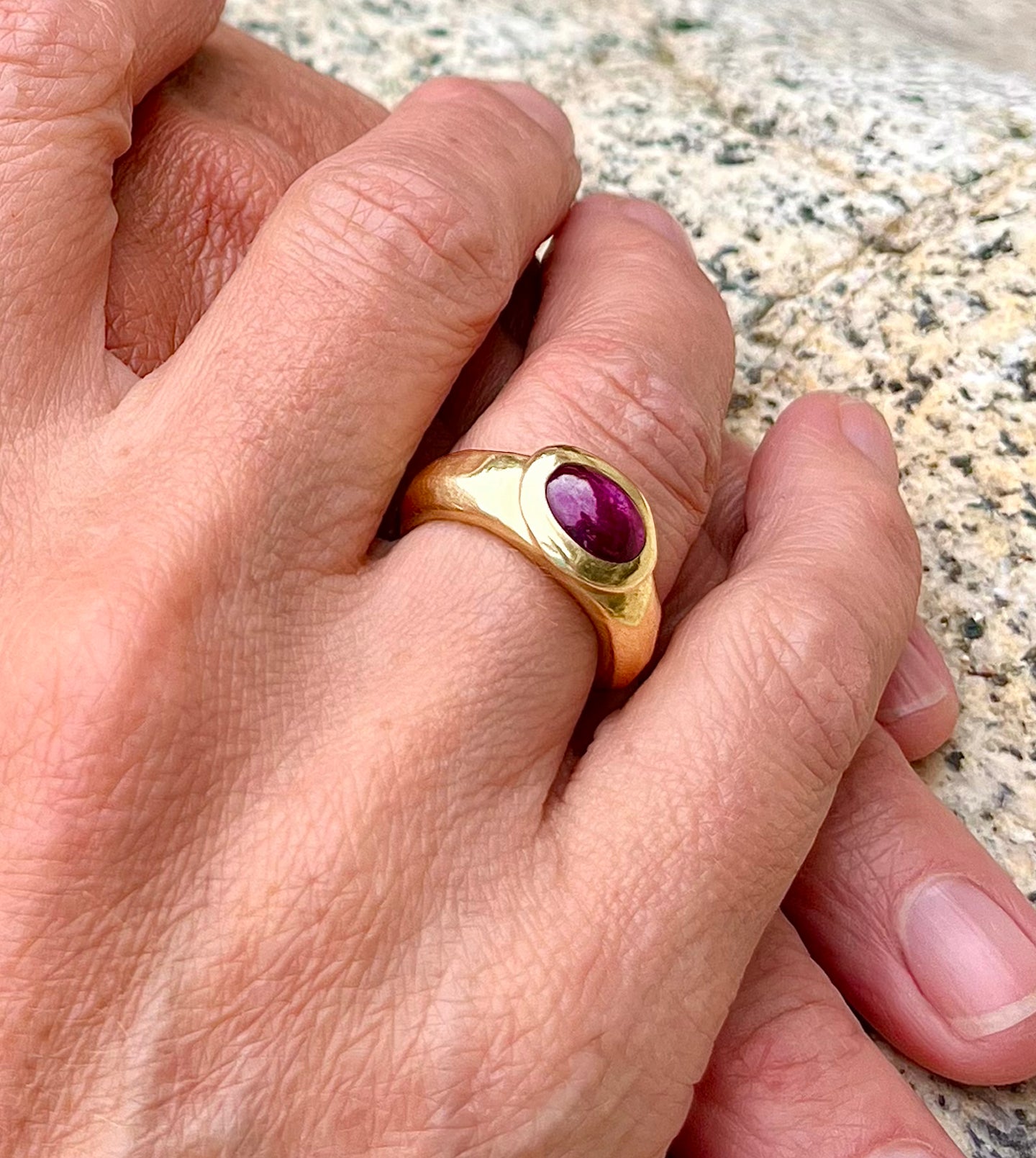 Hand-Carved 18k Gold Ruby Ring