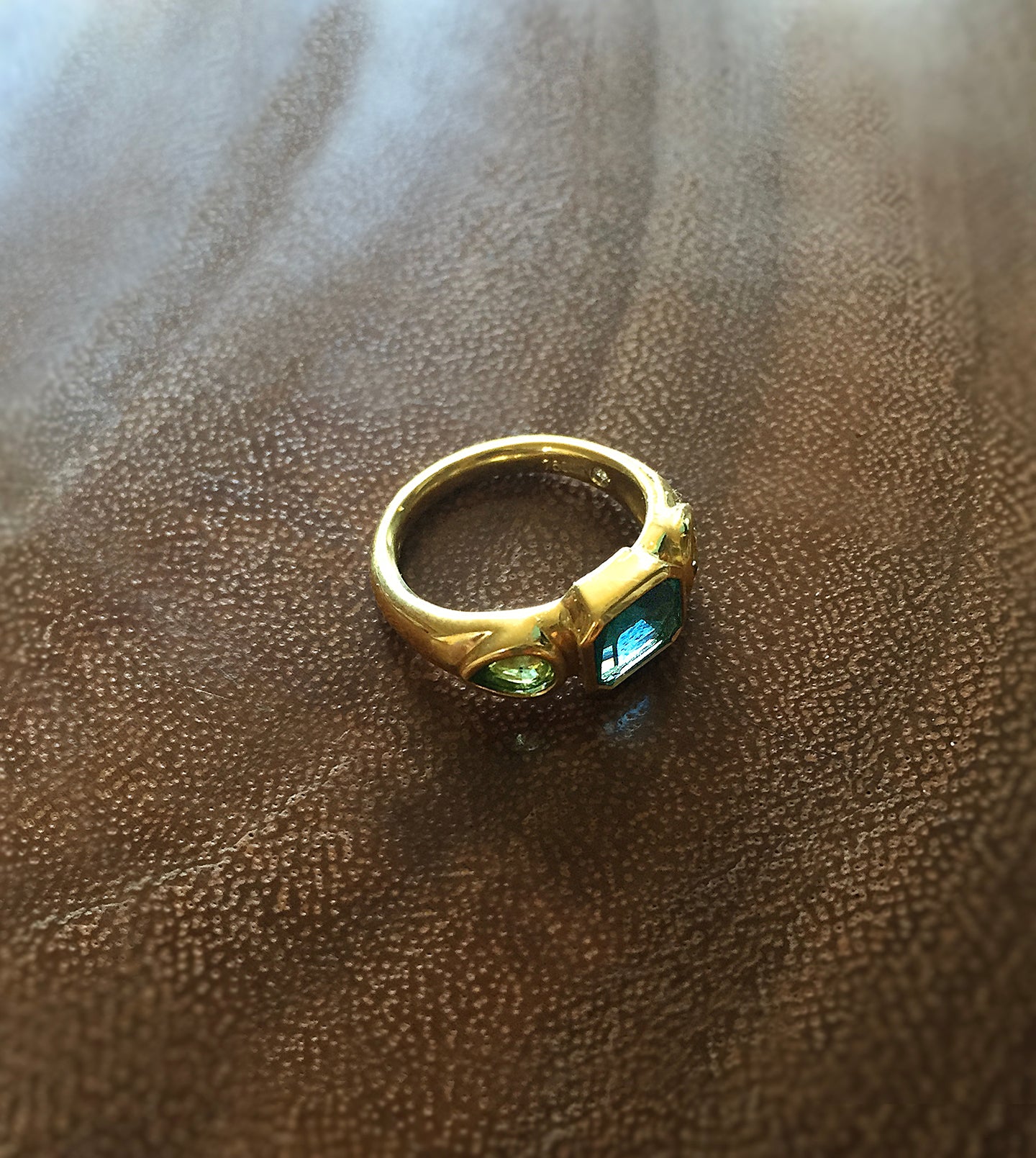 Teal & Moss Sapphire Three-Stone Ring