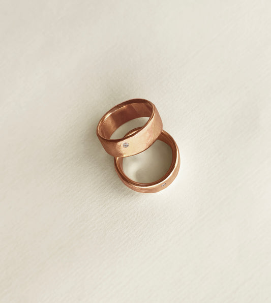 Carved Rose Gold Diamond Bands