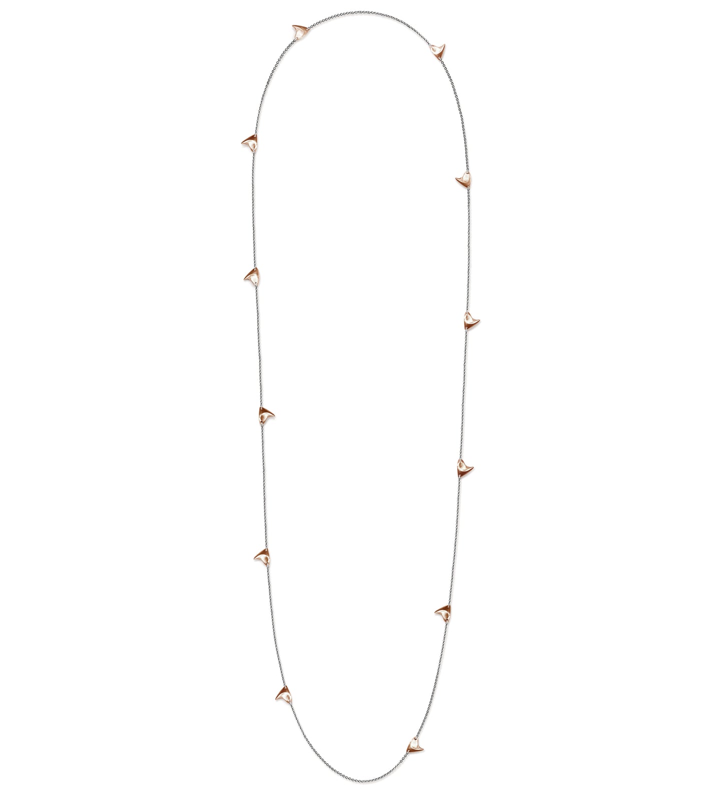 Long Rose Thorn Necklace in Rose Gold