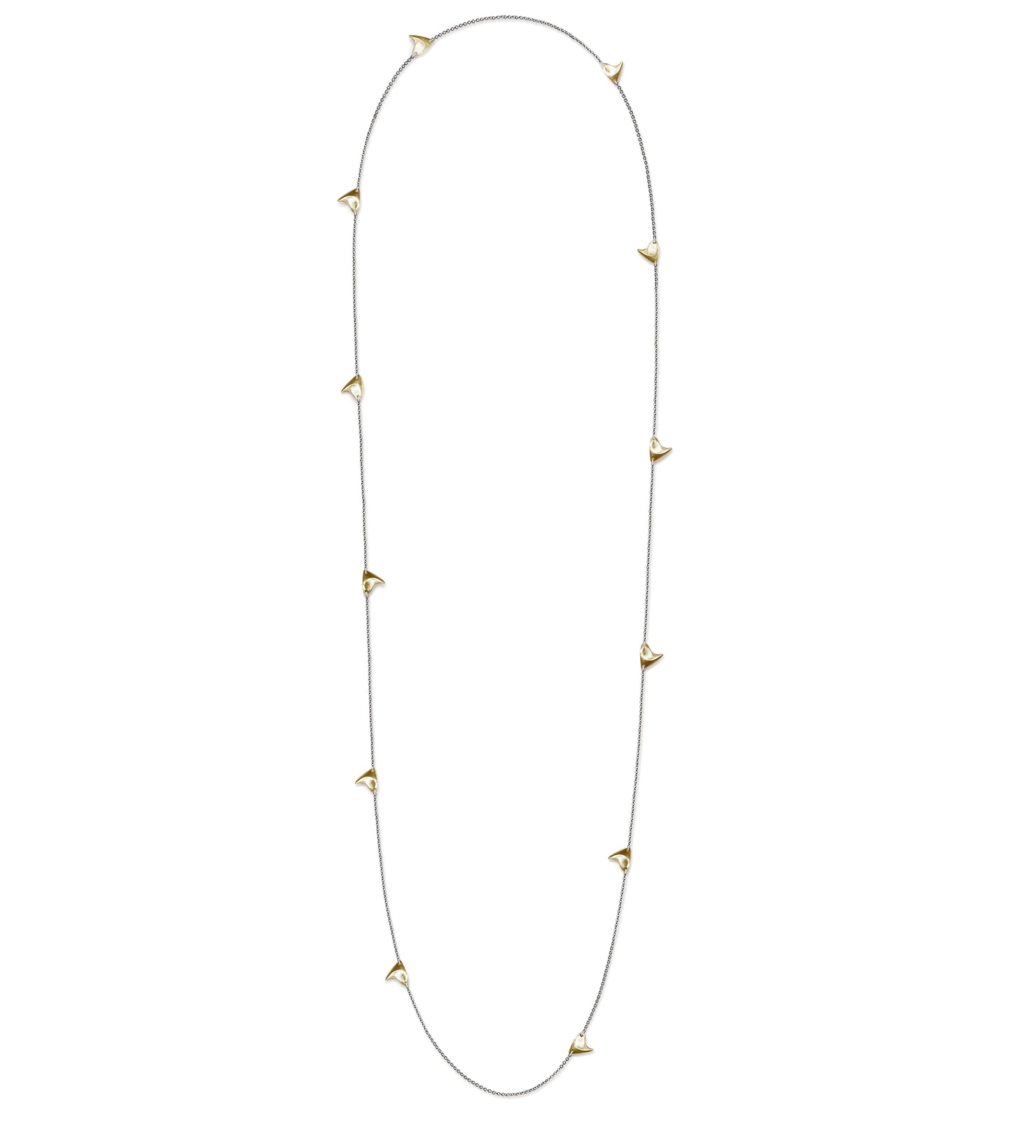 Long Rose Thorn Necklace in Yellow Gold