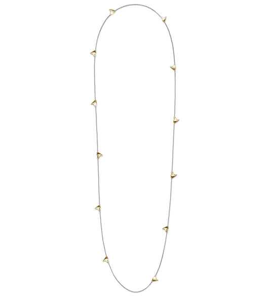 Long Rose Thorn Necklace in Yellow Gold