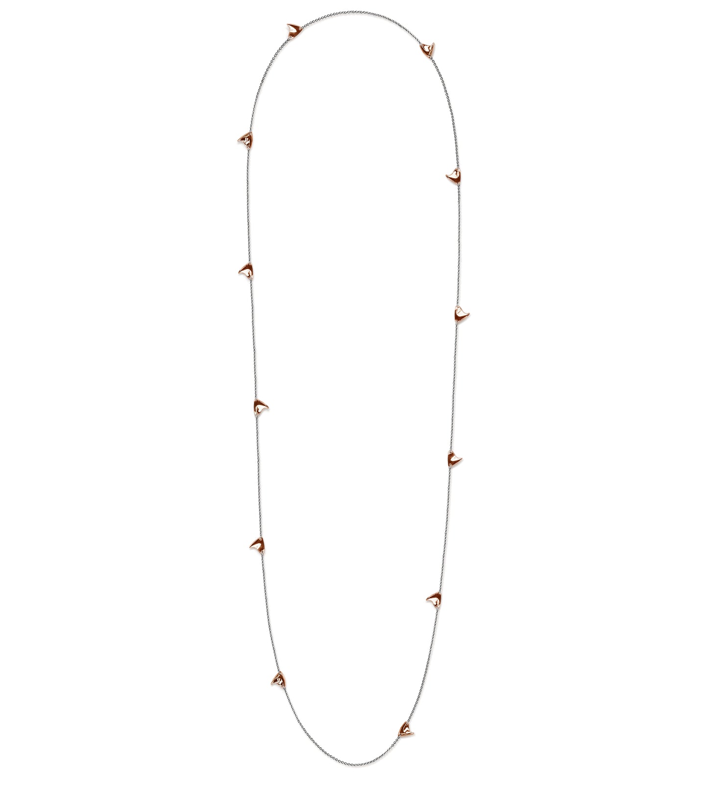 Long Rose Thorn Necklace in Rose Gold