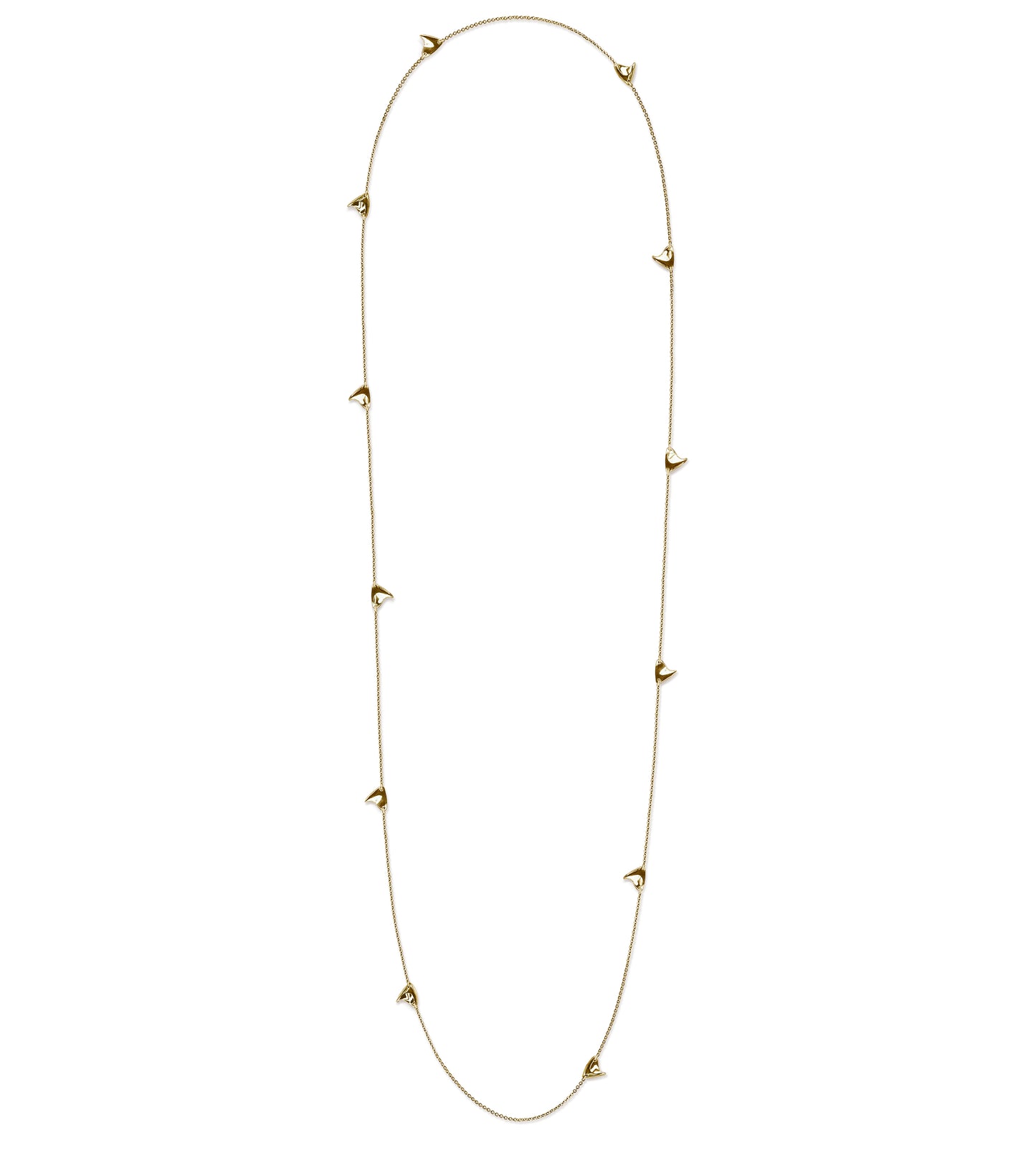 Long Rose Thorn Necklace in Yellow Gold