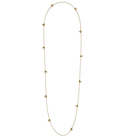 Long Rose Thorn Necklace in Yellow Gold