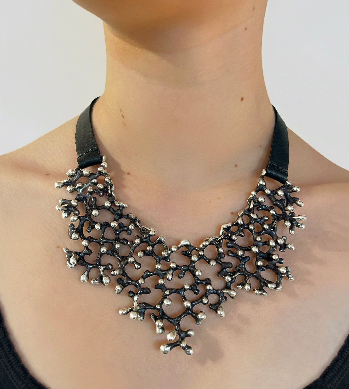 Black Coral Bib Necklace