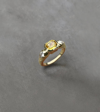Repurposed Yellow & White Diamond Ring