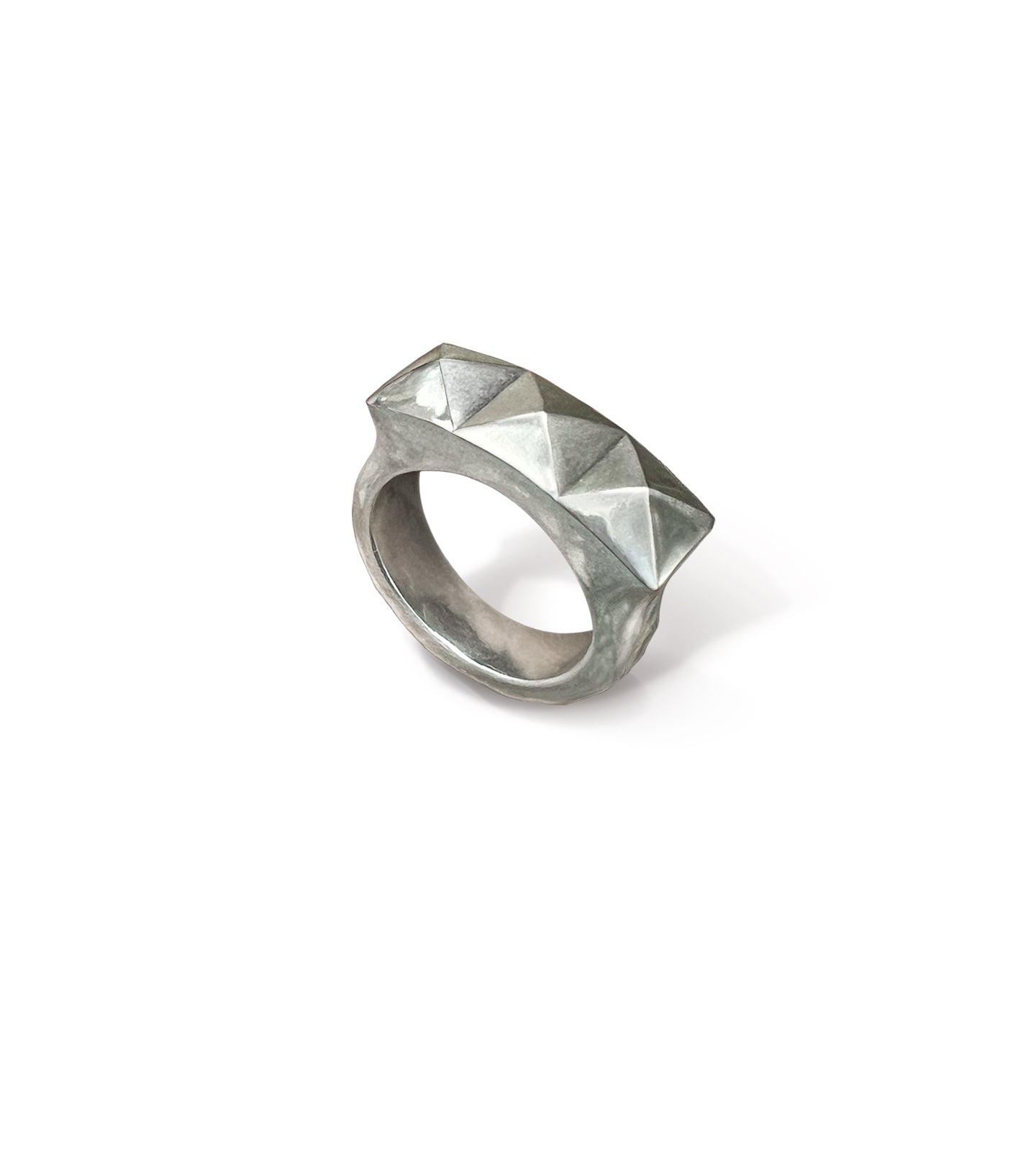 Hammered Punk Stud Ring – Sterling Silver