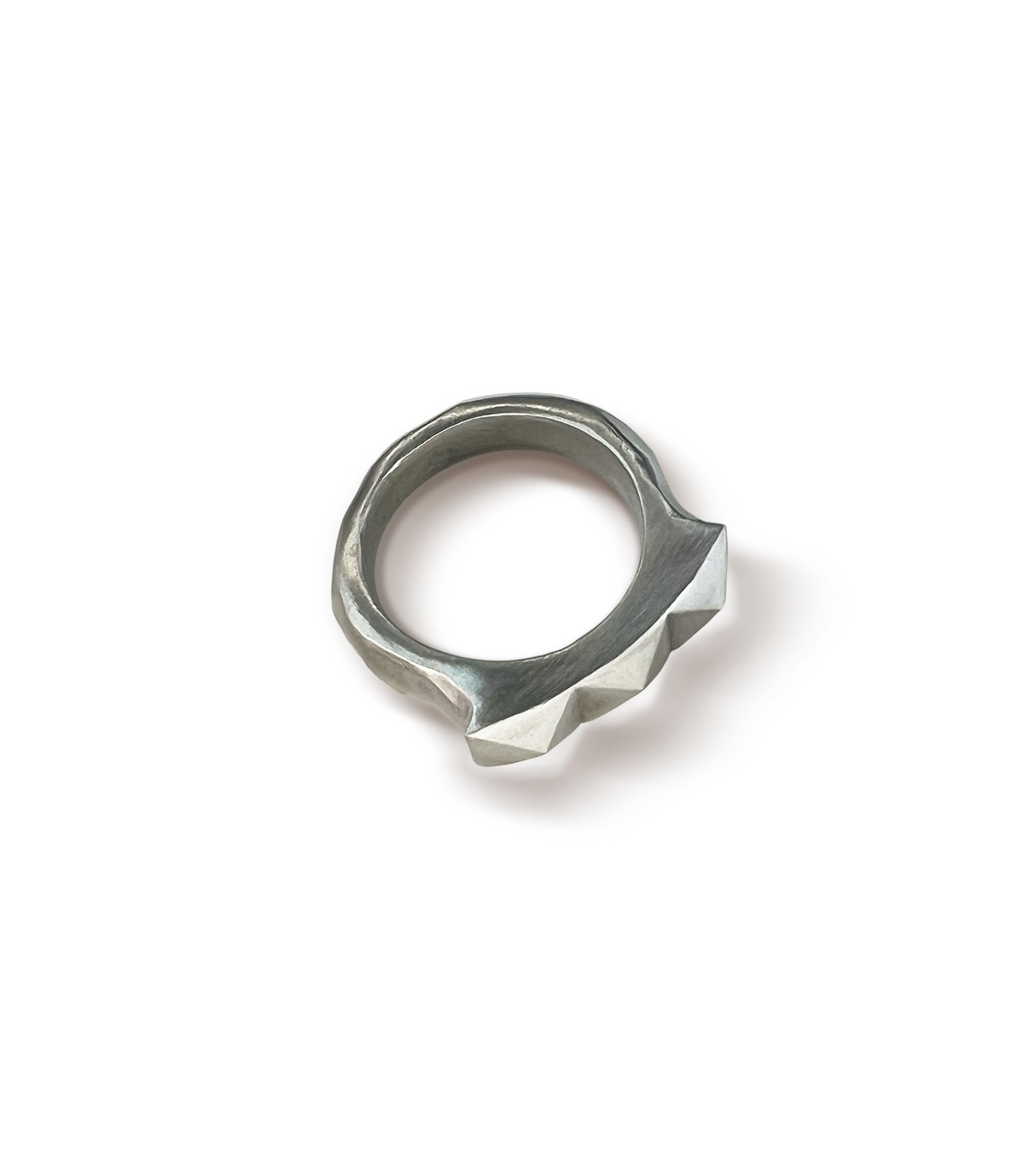Hammered Punk Stud Ring – Sterling Silver