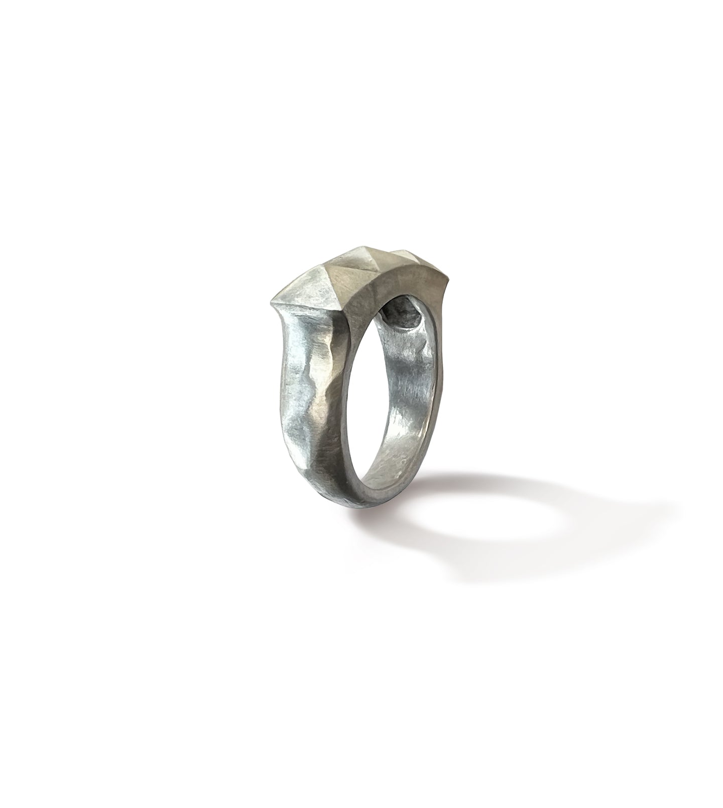 Hammered Punk Stud Ring – Sterling Silver