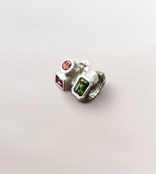 Asymmetric Tourmaline Huggies