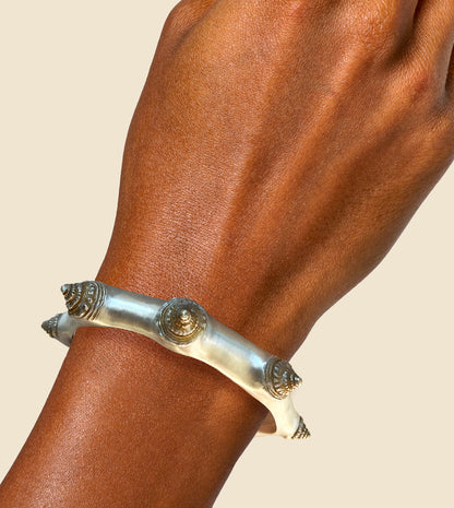 Gold-Brushed Shell Spire Cuff