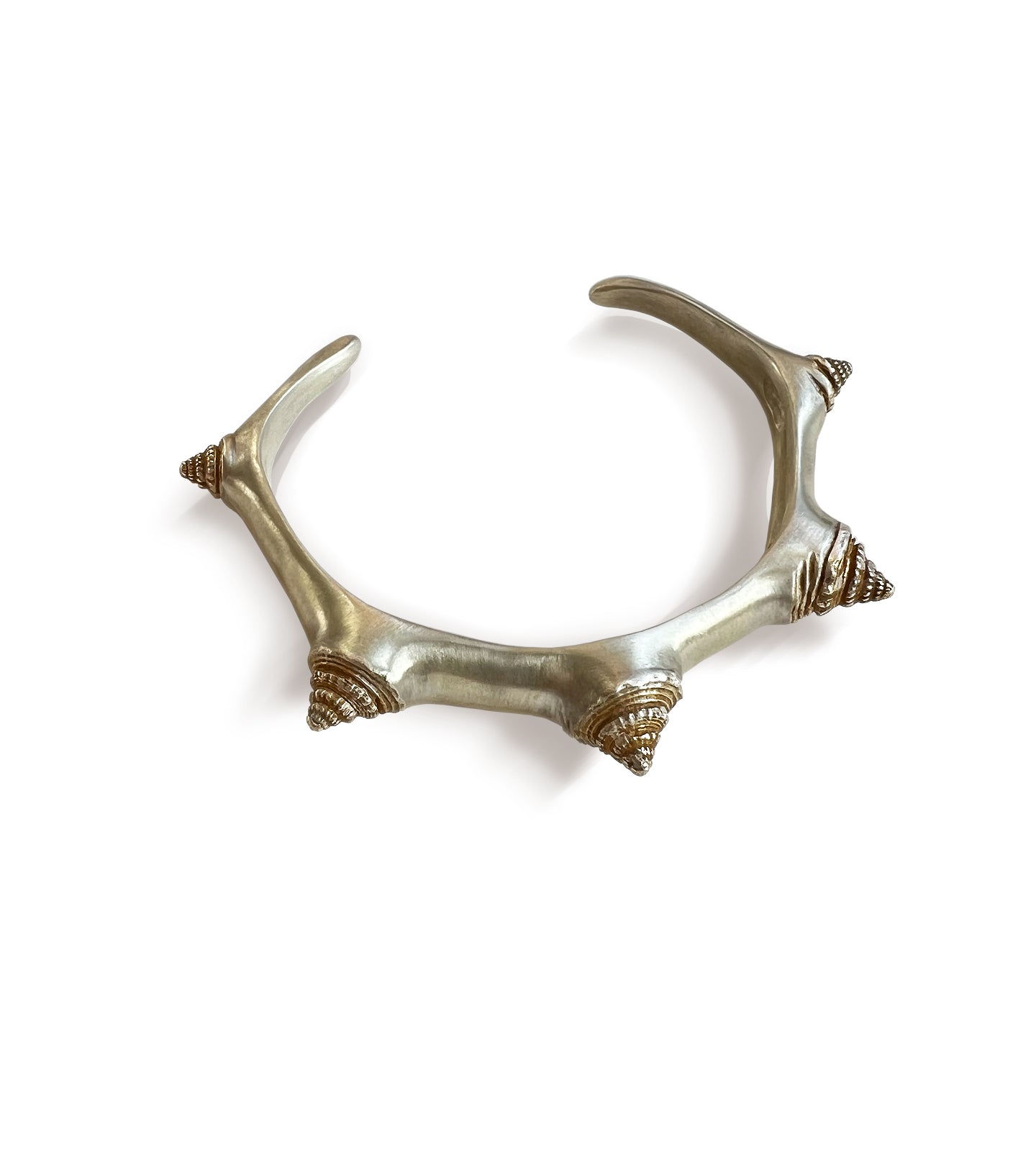 Gold-Brushed Shell Spire Cuff
