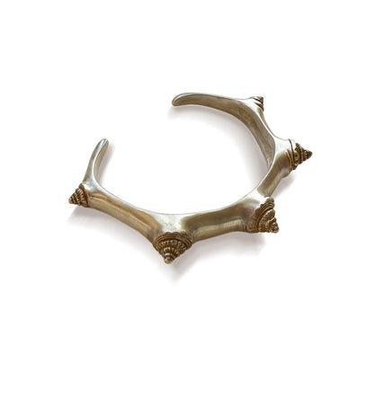 Gold-Brushed Shell Spire Cuff
