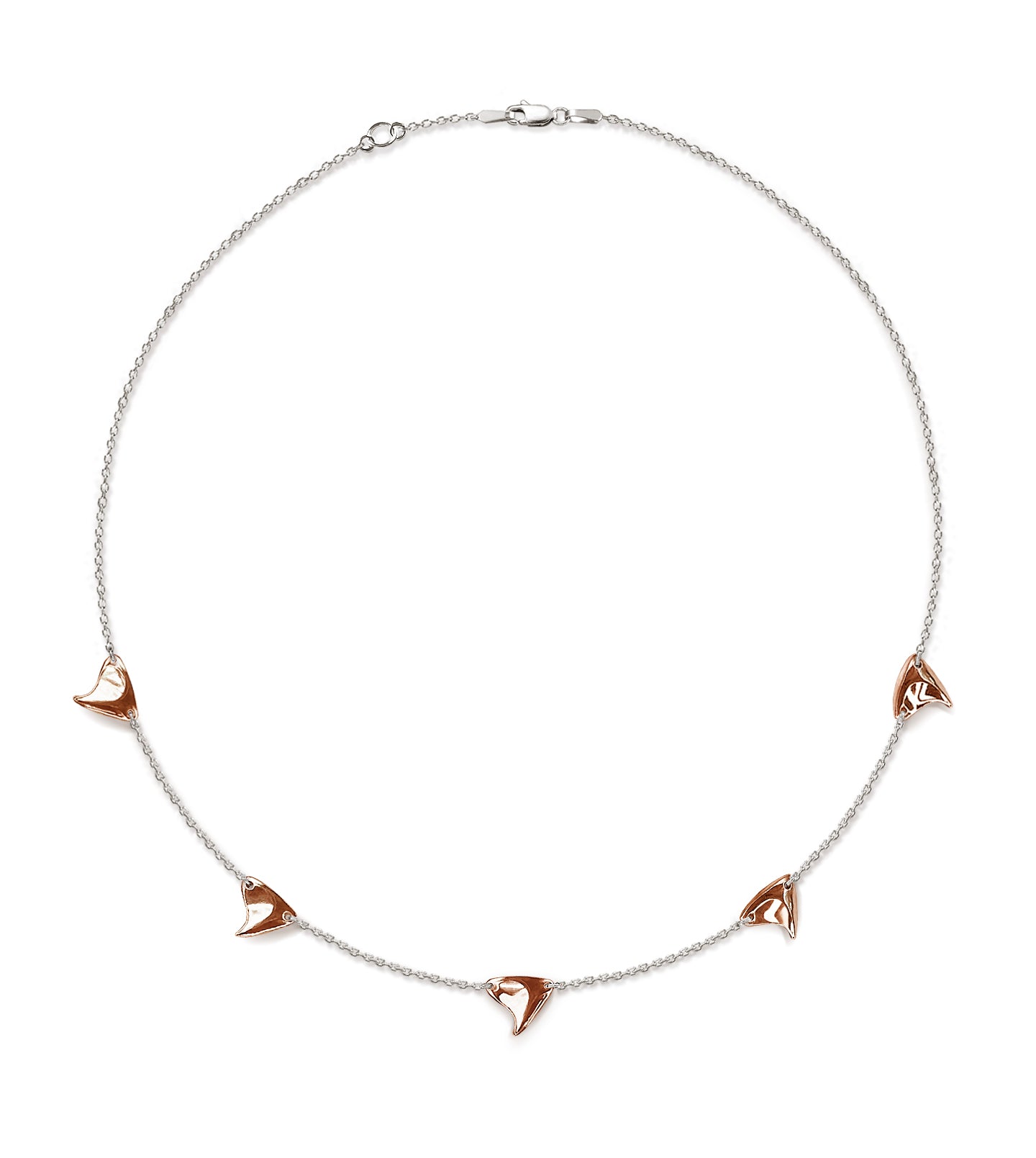 Shiny finish rose gold five thorn necklace with sterling silver chain