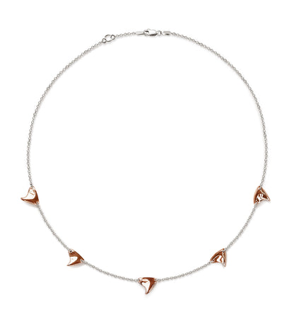 Shiny finish rose gold five thorn necklace with sterling silver chain