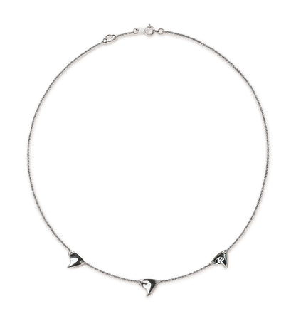 Sterling silver shiny finish triple rose thorn necklace