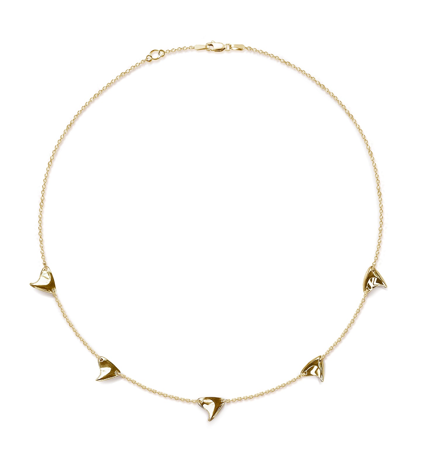 Shiny finish yellow gold five thorn necklace