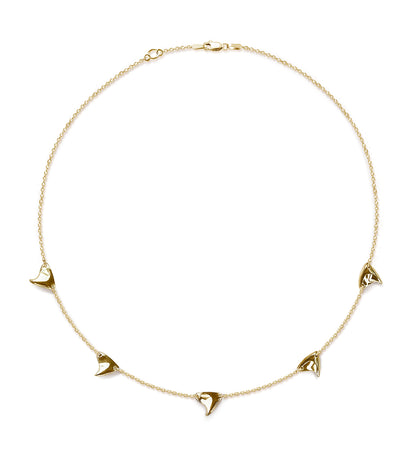 Shiny finish yellow gold five thorn necklace