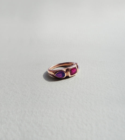 Ruby & Pink Sapphire Three-Stone Ring