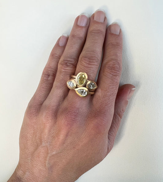 Yellow & White Diamond Stacking Rings