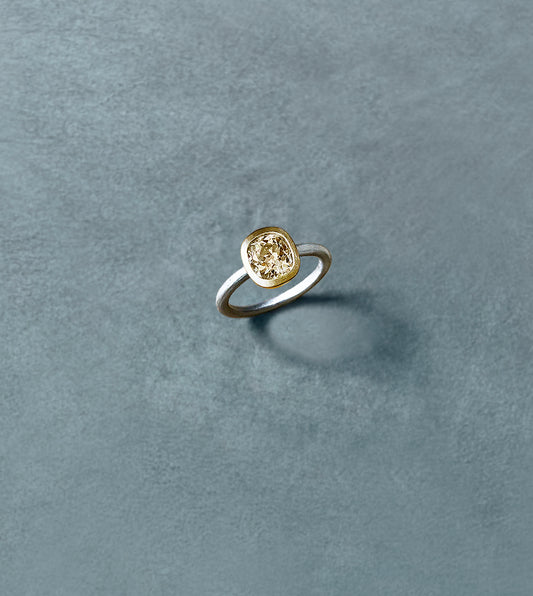 Mine-Cut Champagne Diamond Ring
