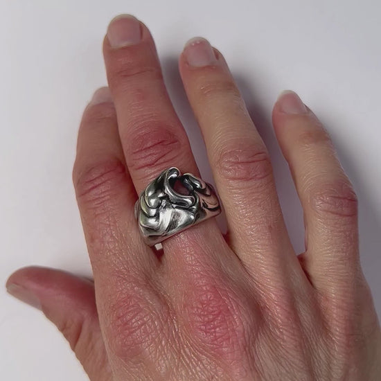 Wave Ring with Blackened Sterling Silver
