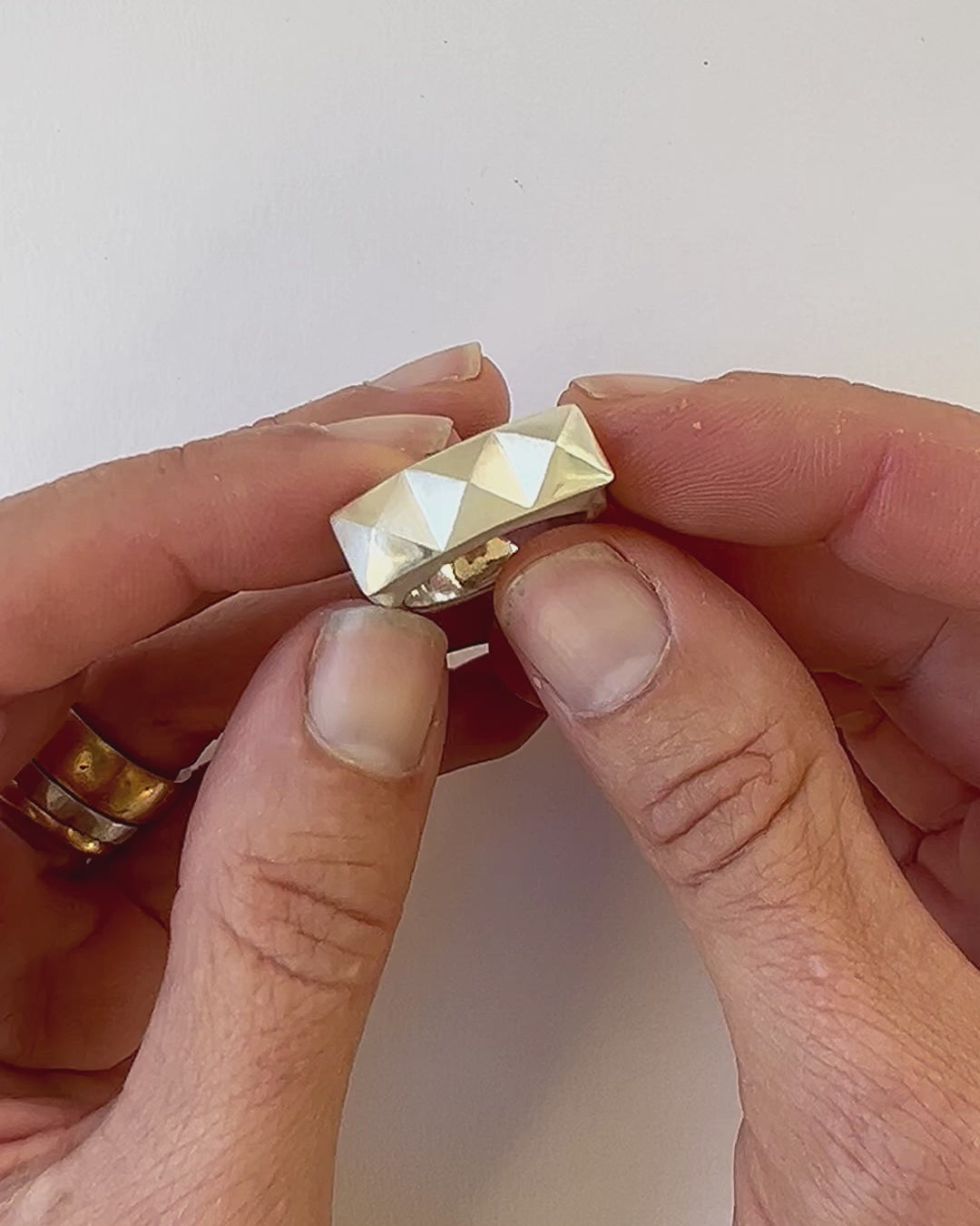Hammered Punk Stud Ring – Sterling Silver